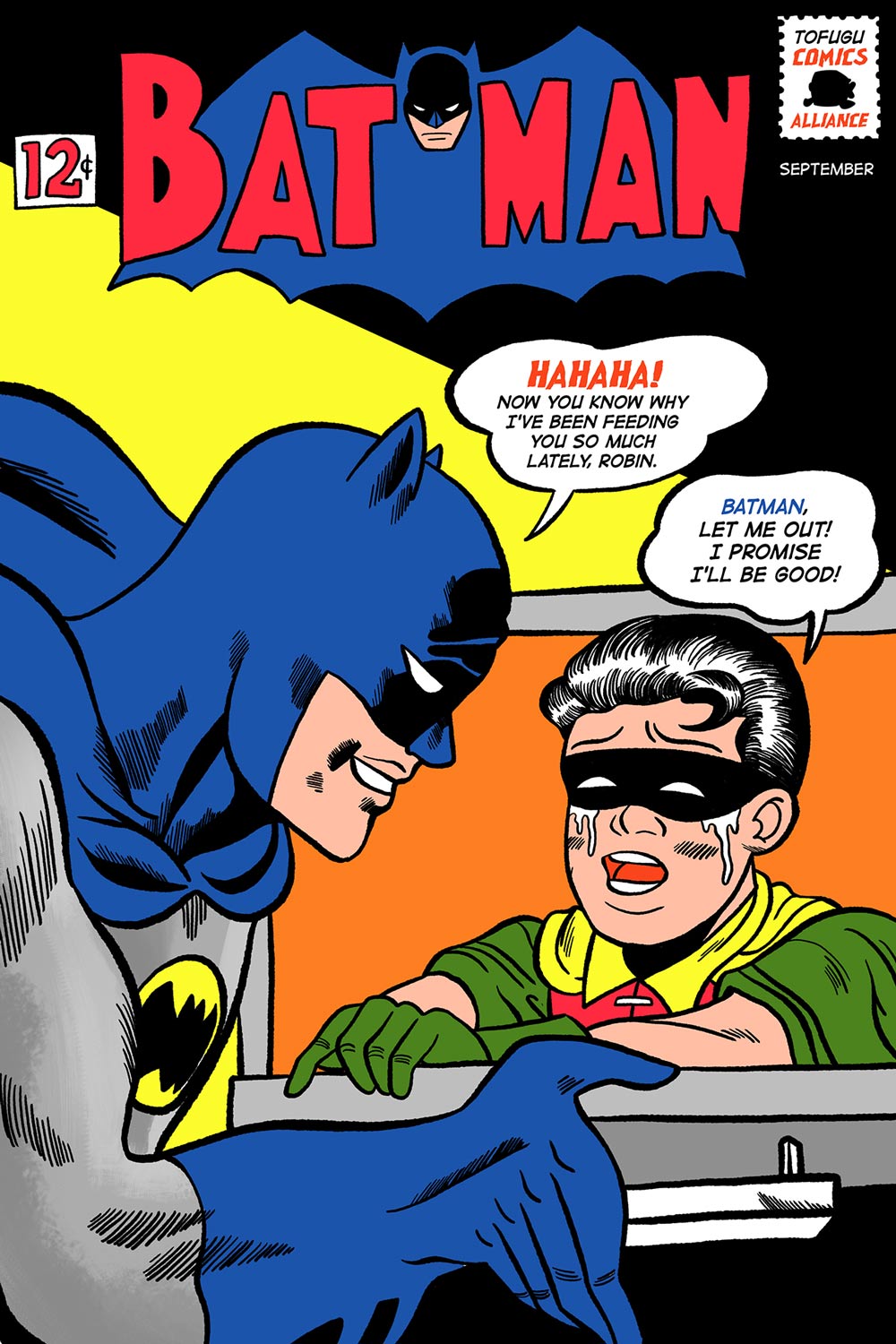 batman doujinshi featuring robin in an oven