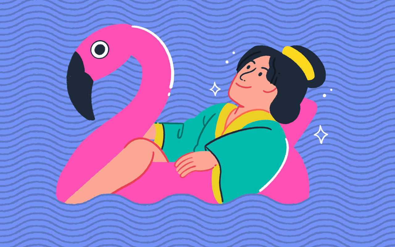 floating on a flamingo