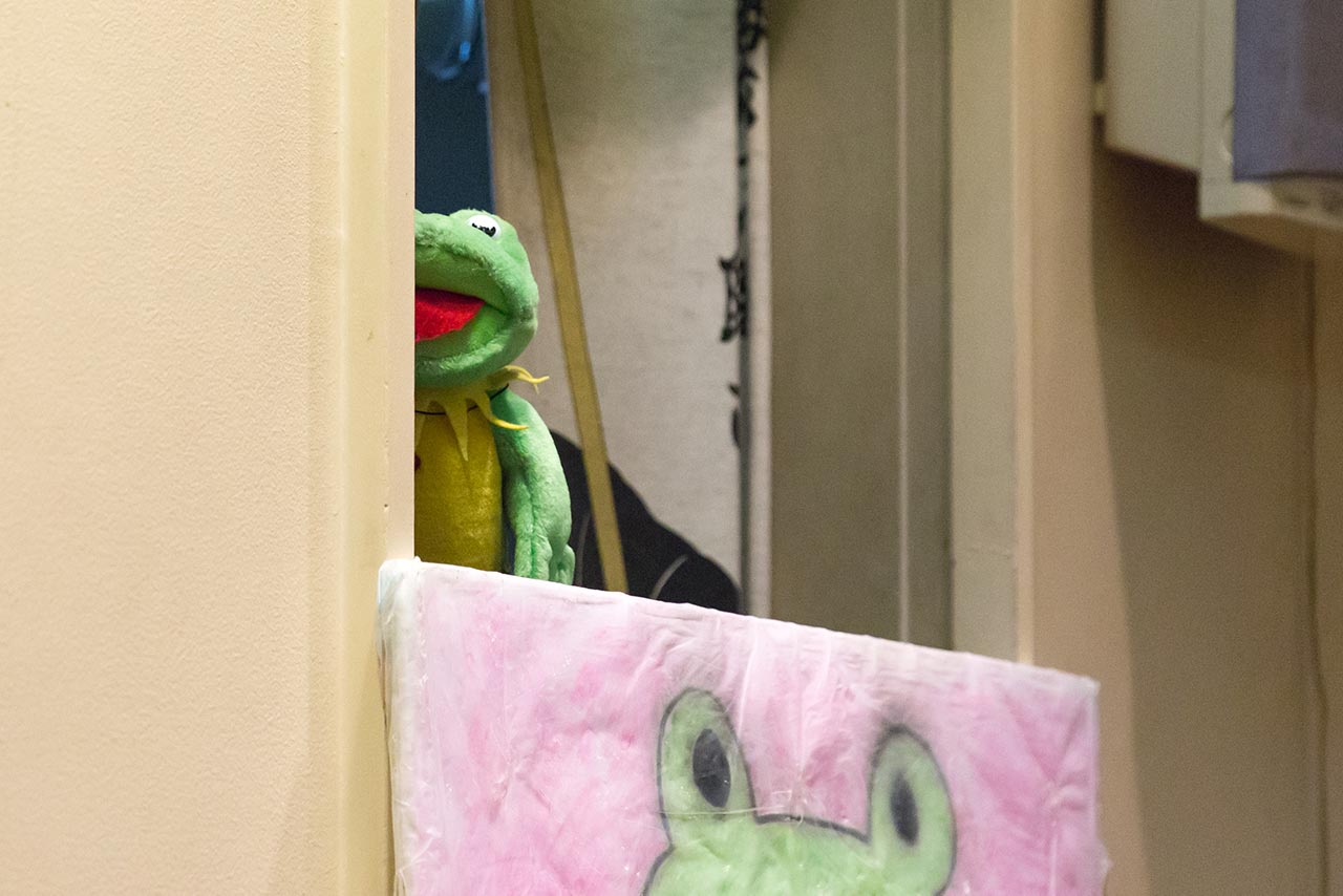 Mark Kagaya's frog puppet prop