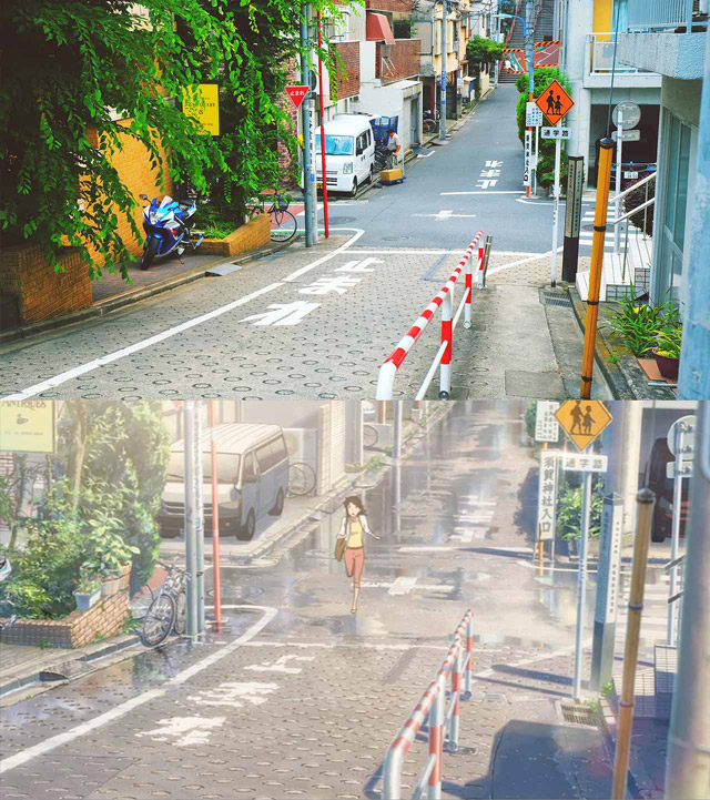 comparison of images from tokyo and your name anime